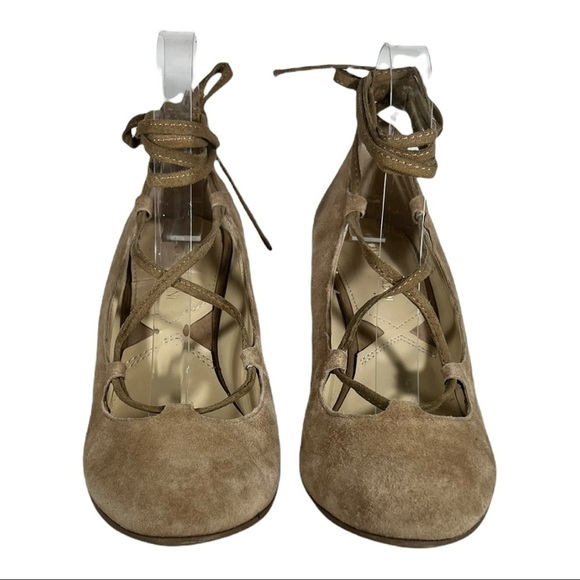 Adrienne Vittadini Smily Tan Ankle Wrap Heels - Picture 3 of 11